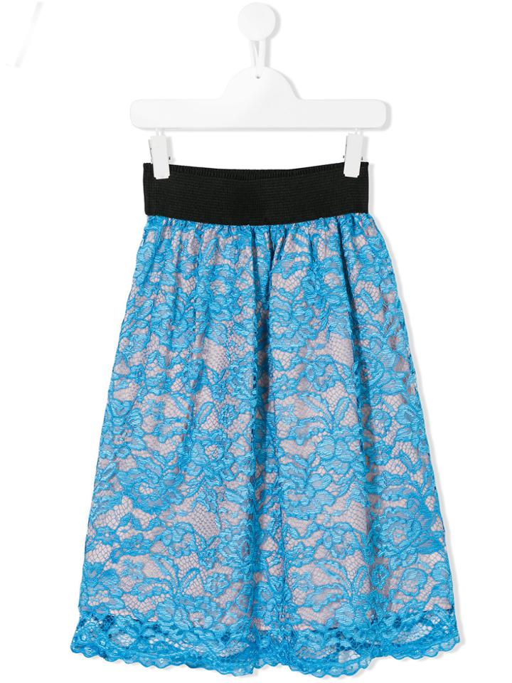 Marco Bologna Kids Floral Lace Patterned Skirt - Blue