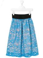 Marco Bologna Kids Floral Lace Patterned Skirt - Blue
