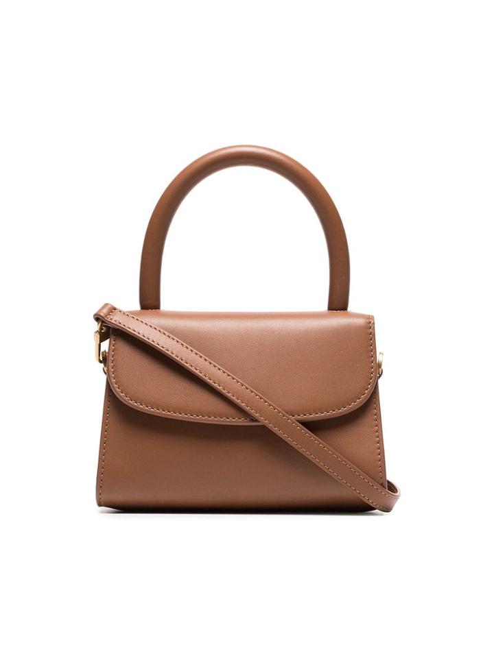 By Far Brown Mini Leather Cross Body Bag