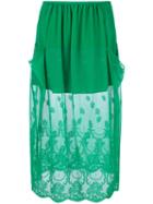 Stella Mccartney Dual Panel Lace Skirt, Size: 40, Green, Silk/cotton/polyamide