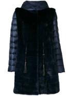 Liska Fur Detail Coat - Blue
