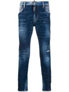 Dsquared2 Ripped White Spots Slim Jeans - Blue
