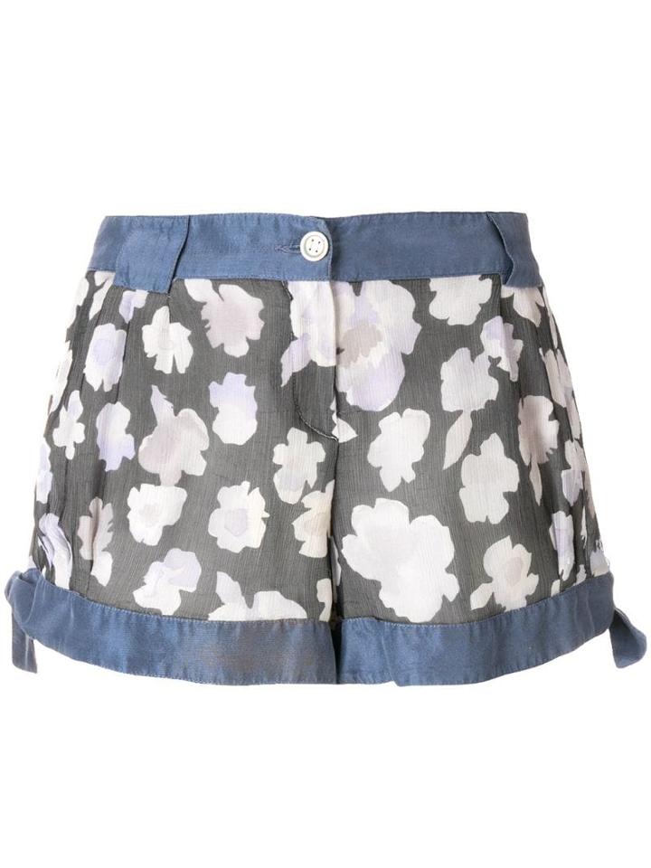 Giorgio Armani Pre-owned Side Ties Floral Shorts - Blue