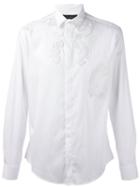 Christian Pellizzari Embroidered Shirt, Men's, Size: 52, White, Cotton/polyamide/spandex/elastane