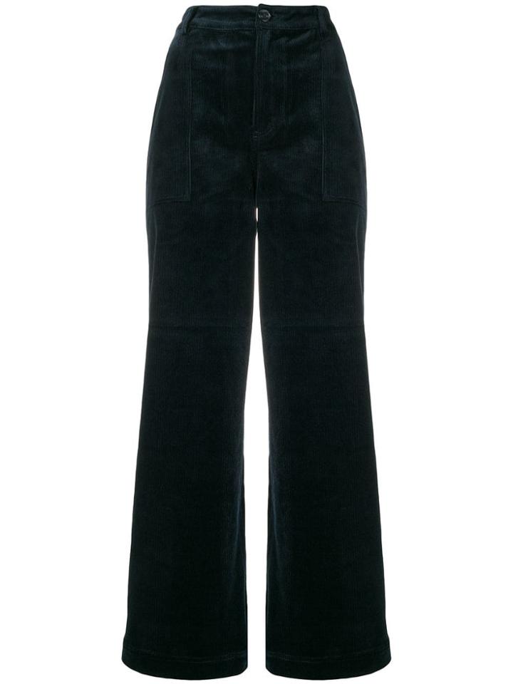 Ganni Wide-leg Corduroy Trousers - Blue