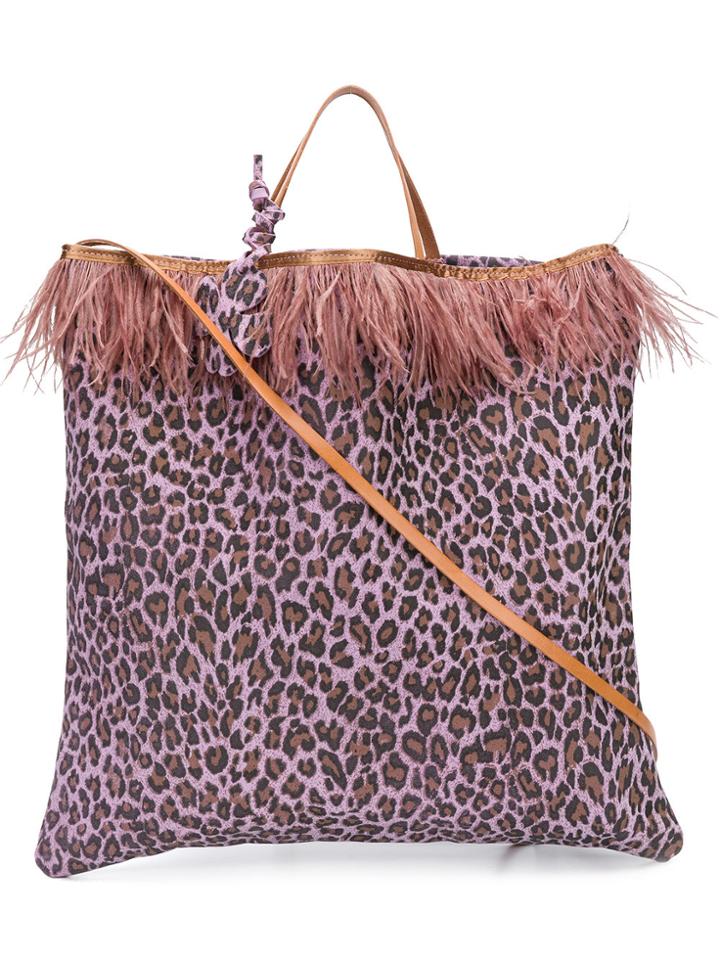 Danielapi Leopard Print Tote - Pink & Purple