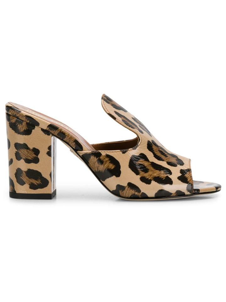Paris Texas. Leopard Print Sabot Mules - Neutrals