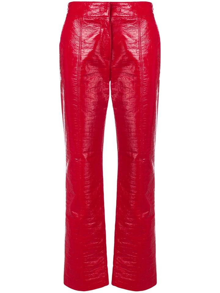 Msgm Varnished Slim Trousers - Red