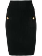 Balmain Ribbed Short Skirt - Black