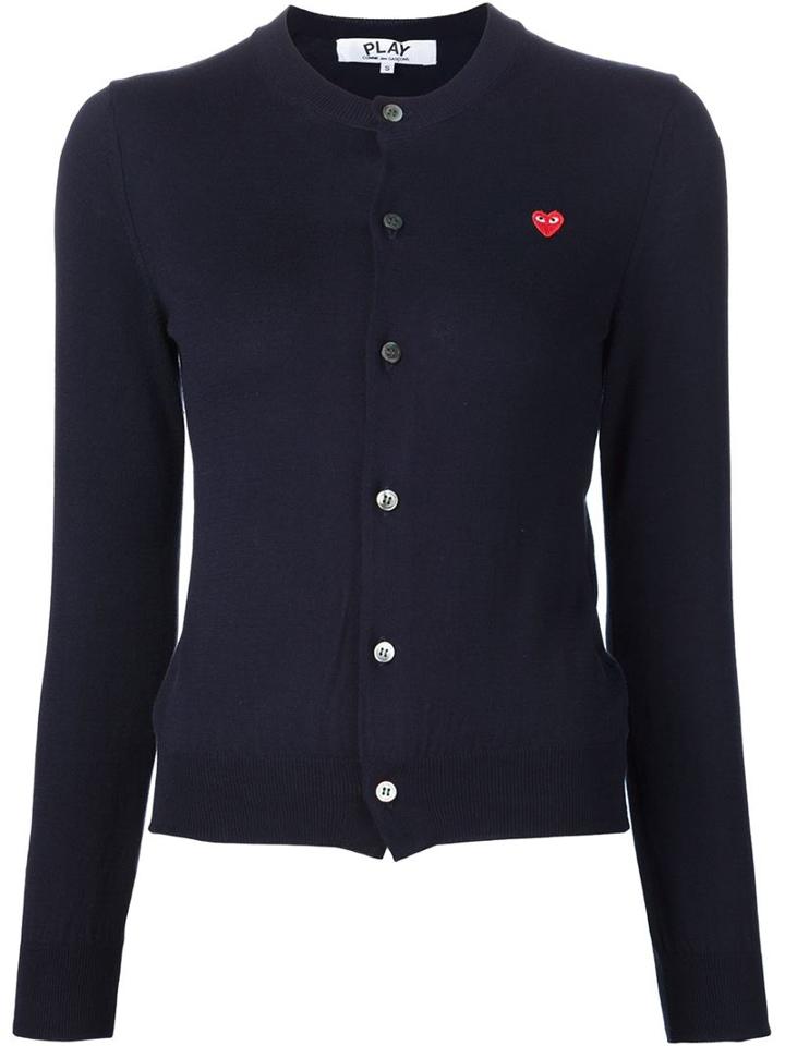 Comme Des Garçons Play Mini Heart Cardigan, Women's, Size: Xs, Blue, Cotton