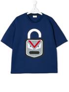 Fendi Kids Teen Emoji Print T-shirt - Blue