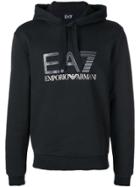 Ea7 Emporio Armani Logo Printed Hoodie - Black