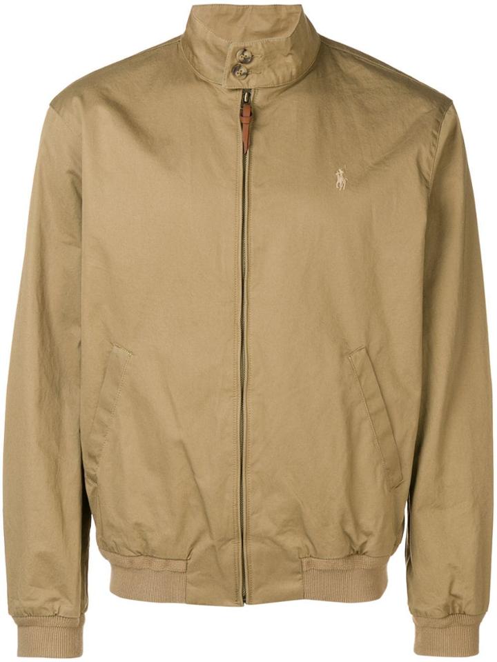 Polo Ralph Lauren Logo Embroidered Bomber Jacket - Neutrals