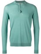 Nuur - Round Split Collar Sweater - Men - Merino - 48, Green, Merino