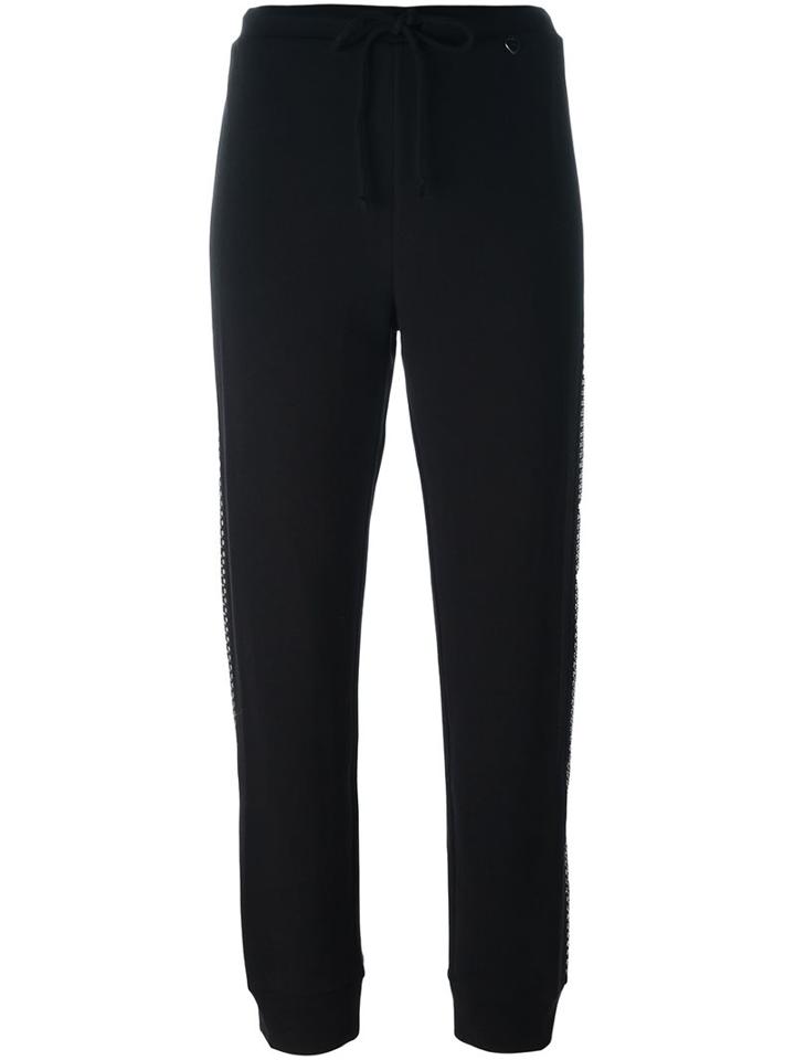 Twin-set Studded Heart Track Pants, Women's, Size: Medium, Black, Cotton