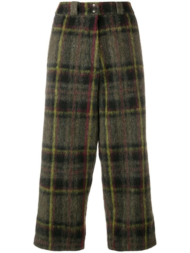 Marios Cropped Tartan Trousers - Green