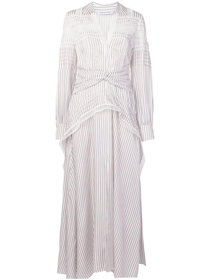 Self-portrait Striped Shirt Dress - White