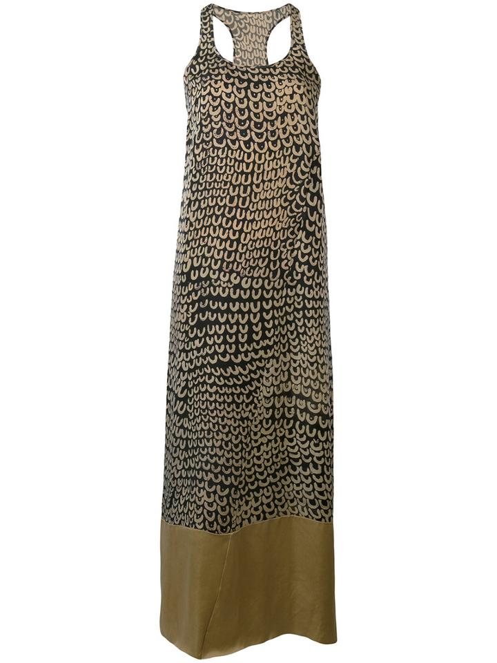 Uma Wang - Printed Sleeveless Midi Dress - Women - Cupro - M, Black, Cupro