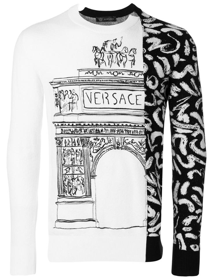 Versace Contrast Panel Jumper - White