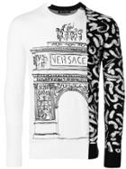 Versace Contrast Panel Jumper - White