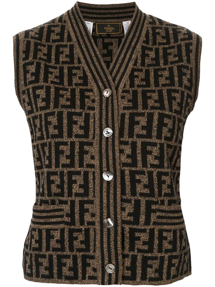 Fendi Pre-owned Knitted Monogram Vest - Brown