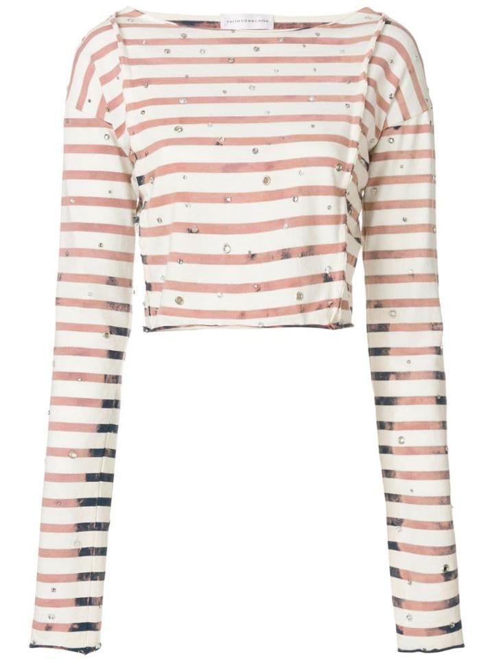 Faith Connexion Striped Cropped T-shirt - Neutrals
