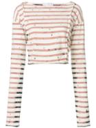 Faith Connexion Striped Cropped T-shirt - Neutrals