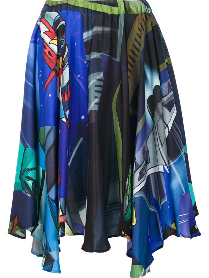 Julien David Printed Draped Skirt - Blue