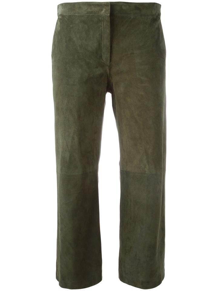 Fabiana Filippi Cropped Trousers, Size: 42, Green, Goat Suede