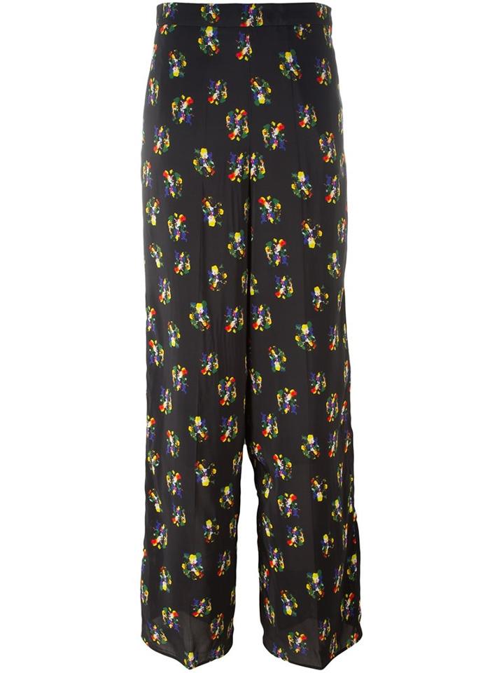 Ports 1961 Paint Print Wide-leg Trousers, Women's, Size: 40, Blue, Viscose