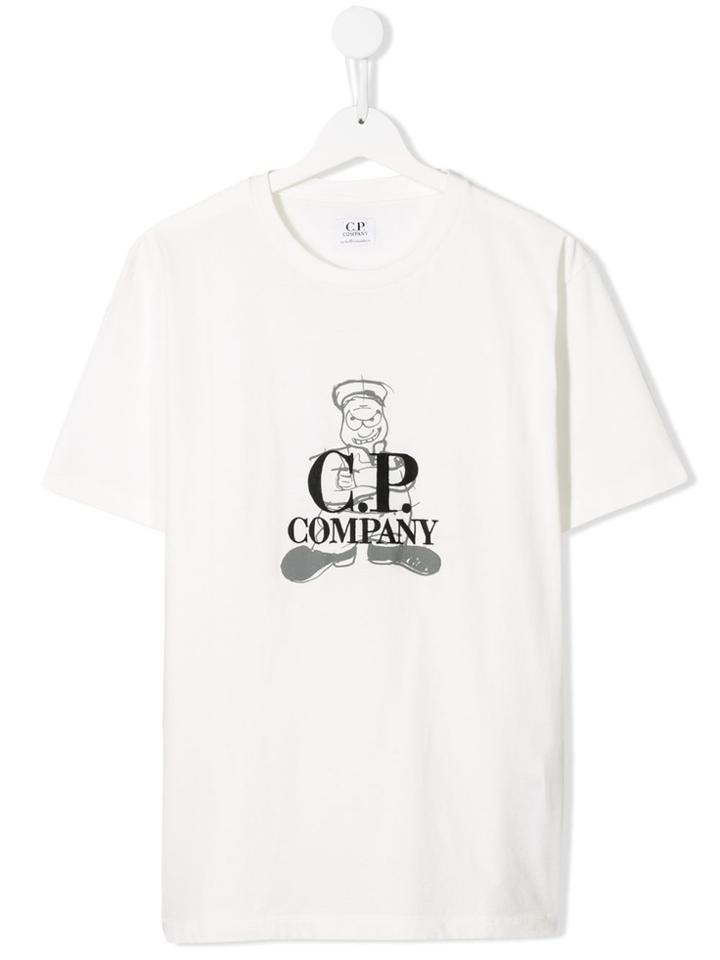 Cp Company Kids Teen Logo Print T-shirt - White