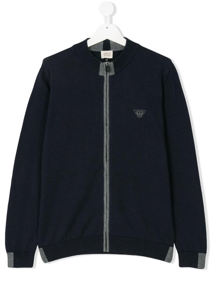 Armani Junior Zip Up Sweatshirt - Blue
