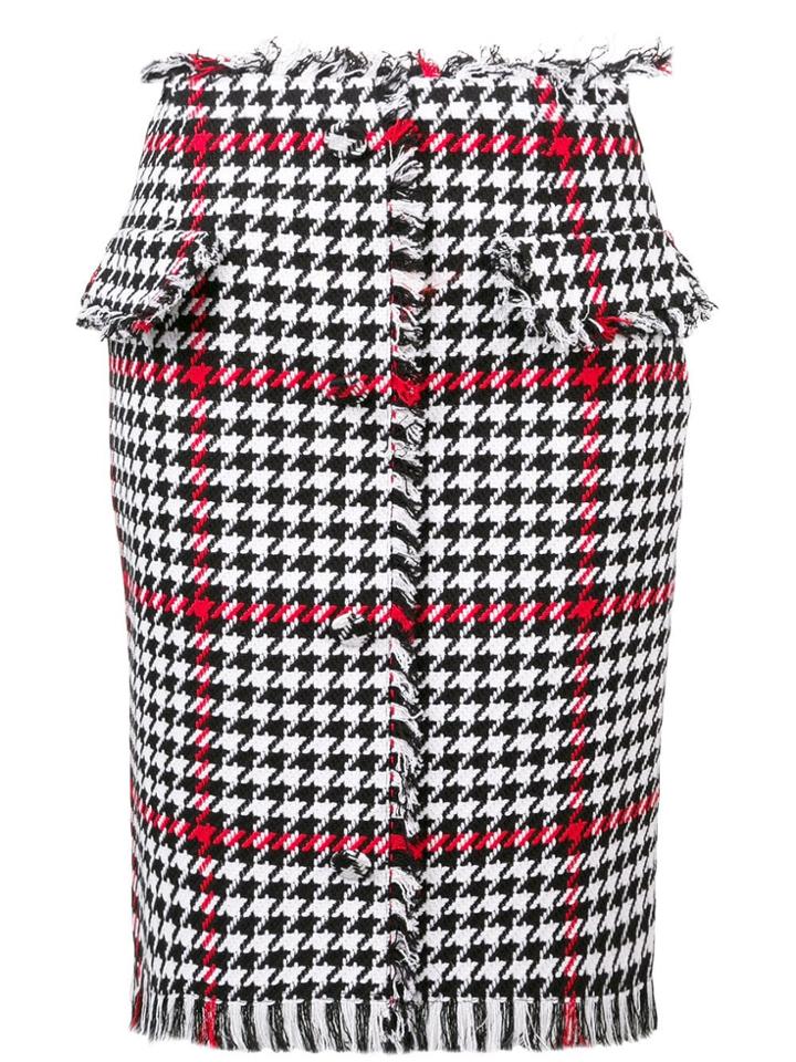 Msgm Houndstooth Pattern Skirt - Black