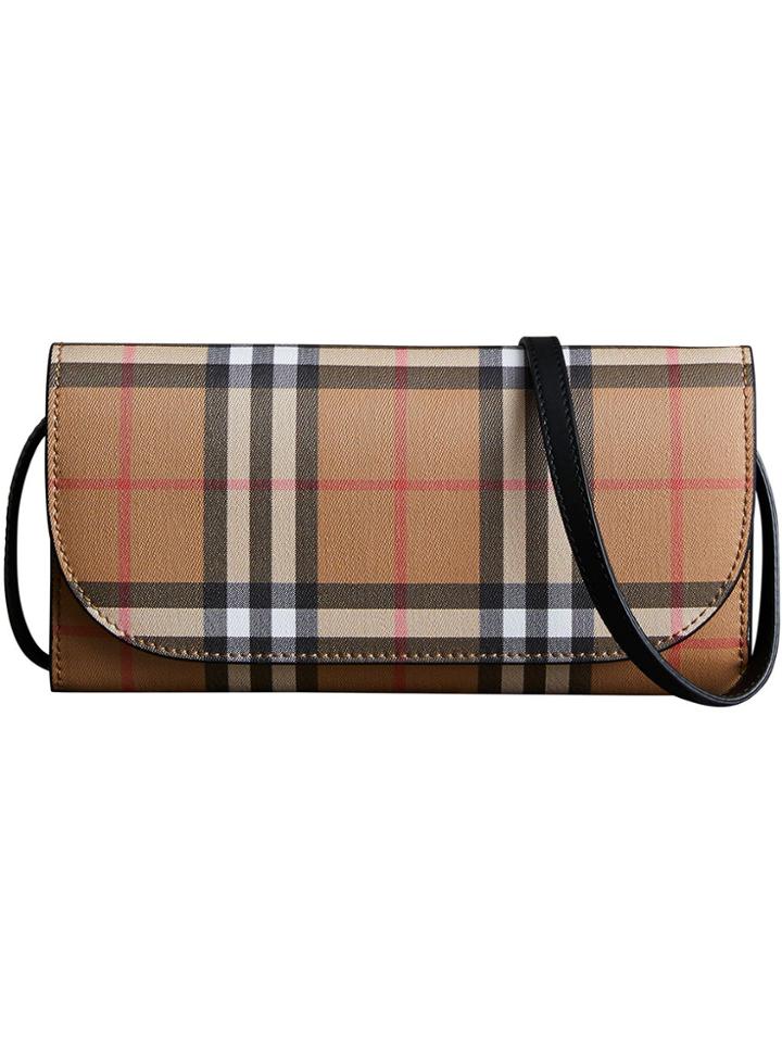 Burberry Detachable Strap Vintage Check Leather Wallet - Nude &