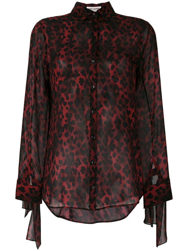 Saint Laurent Sheer Leopard Print Shirt - Red
