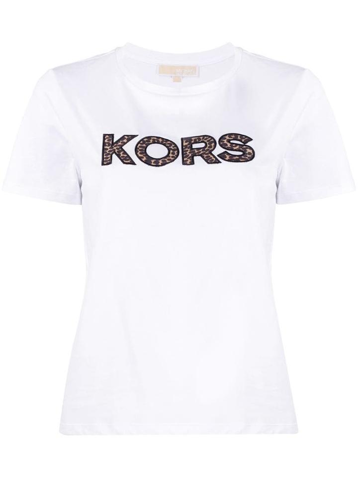Michael Michael Kors Cheetah Print Logo T-shirt - White