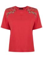 Talie Nk Embroidered Top, Women's, Size: P, Red, Cotton