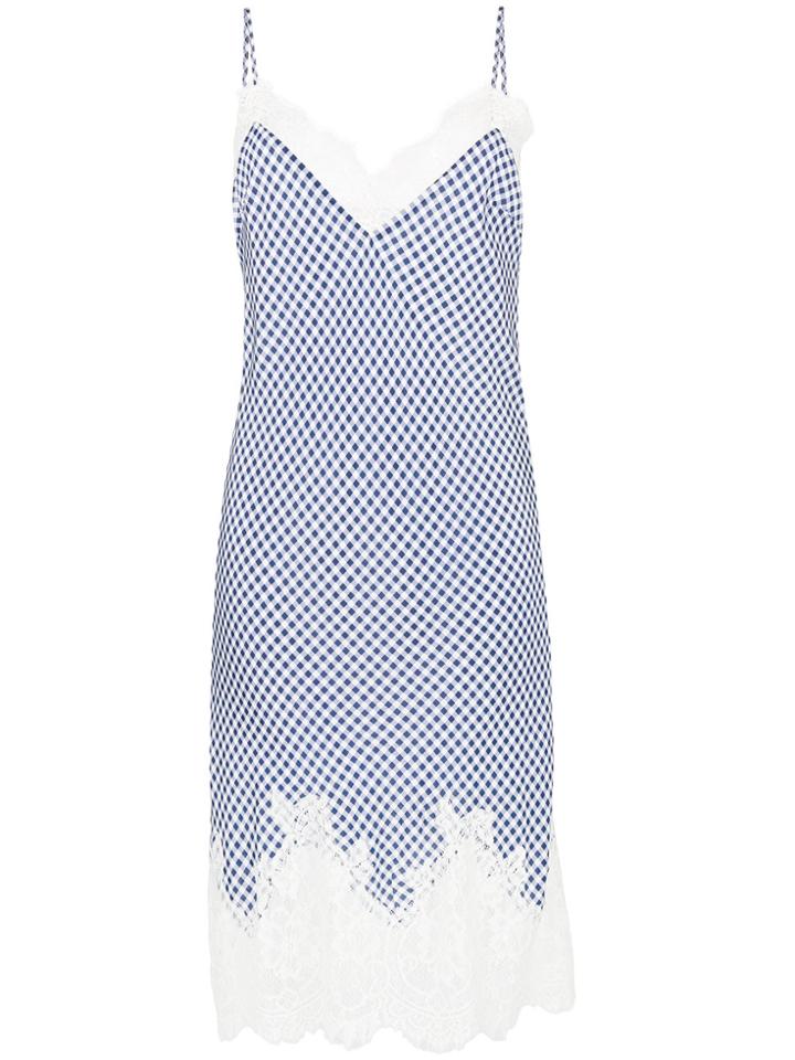 Gold Hawk Gingham Print Slip Dress - Black