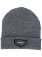 Givenchy - Logo Plaque Beanie Hat - Men - Acrylic/wool - One Size, Grey, Acrylic/wool