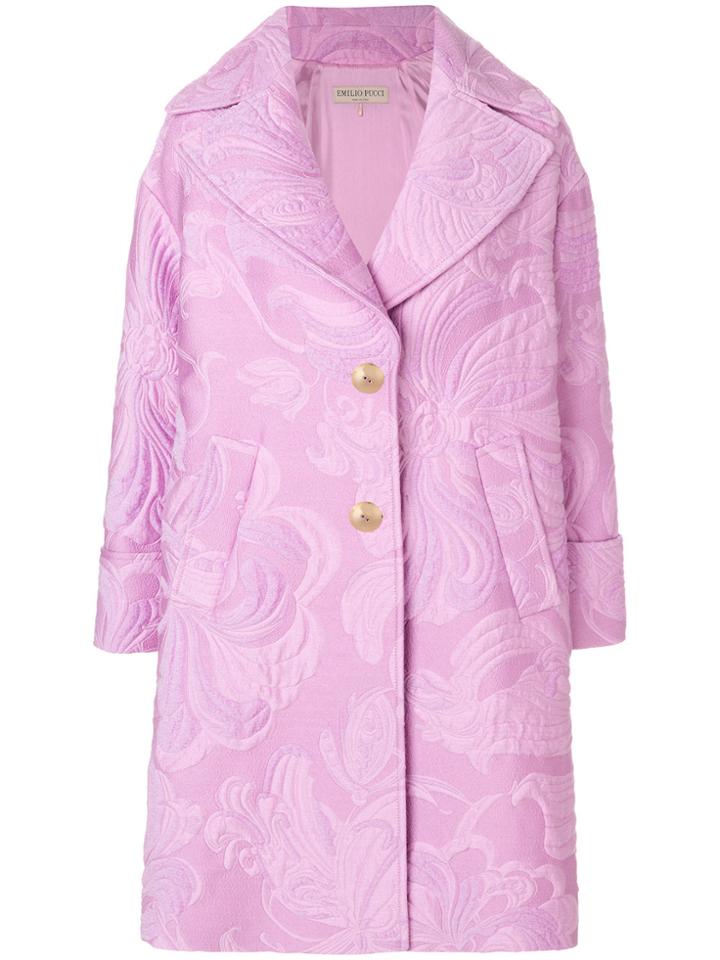 Emilio Pucci Jacquard Coat - Pink & Purple