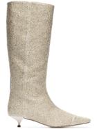 Rosie Assoulin Lurex And Leather 35mm Heel Boots - Gold