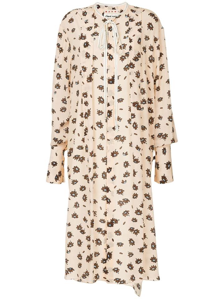 Marni Floral Flared Midi Dress - Neutrals