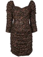 Nicholas Gathered Leopard Print Dress - Brown