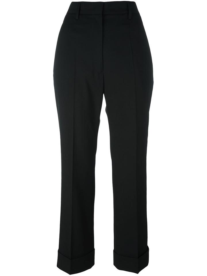 Jil Sander Cropped Trousers, Women's, Size: 34, Black, Cotton/polyester/spandex/elastane/virgin Wool