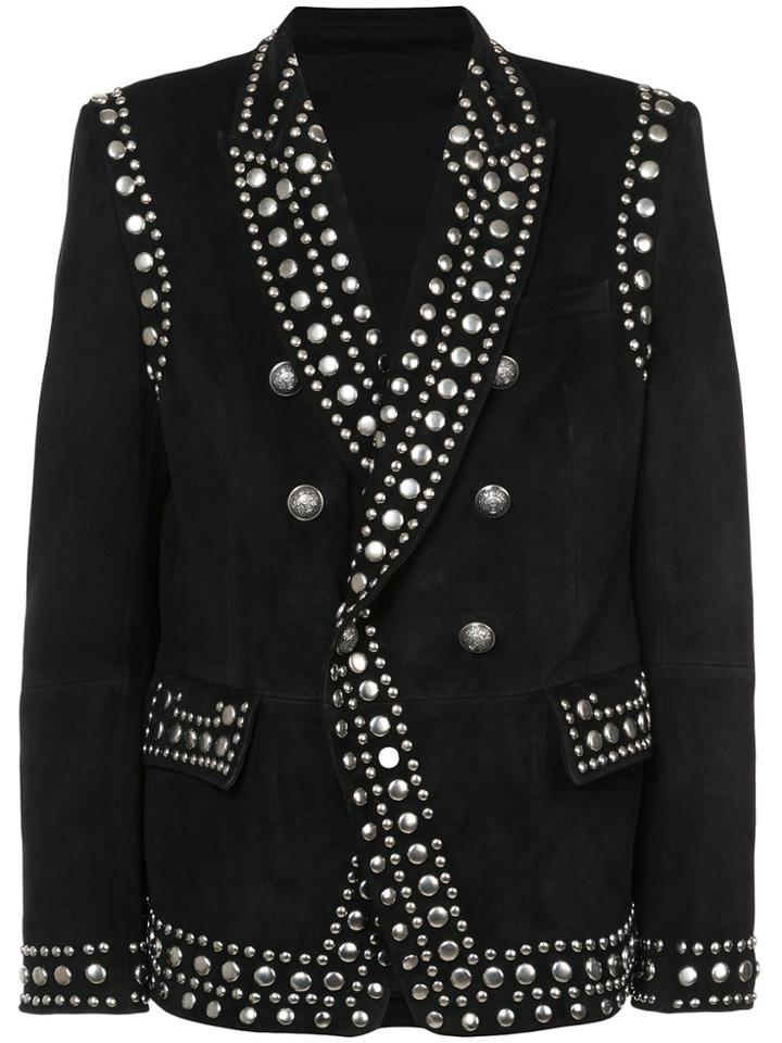 Balmain Studded Double-breasted Jacket - Black