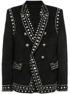 Balmain Studded Double-breasted Jacket - Black