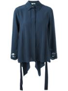 Fendi Scalloped Collar Blouse, Women's, Size: 42, Blue, Cotton/viscose/silk/polyester