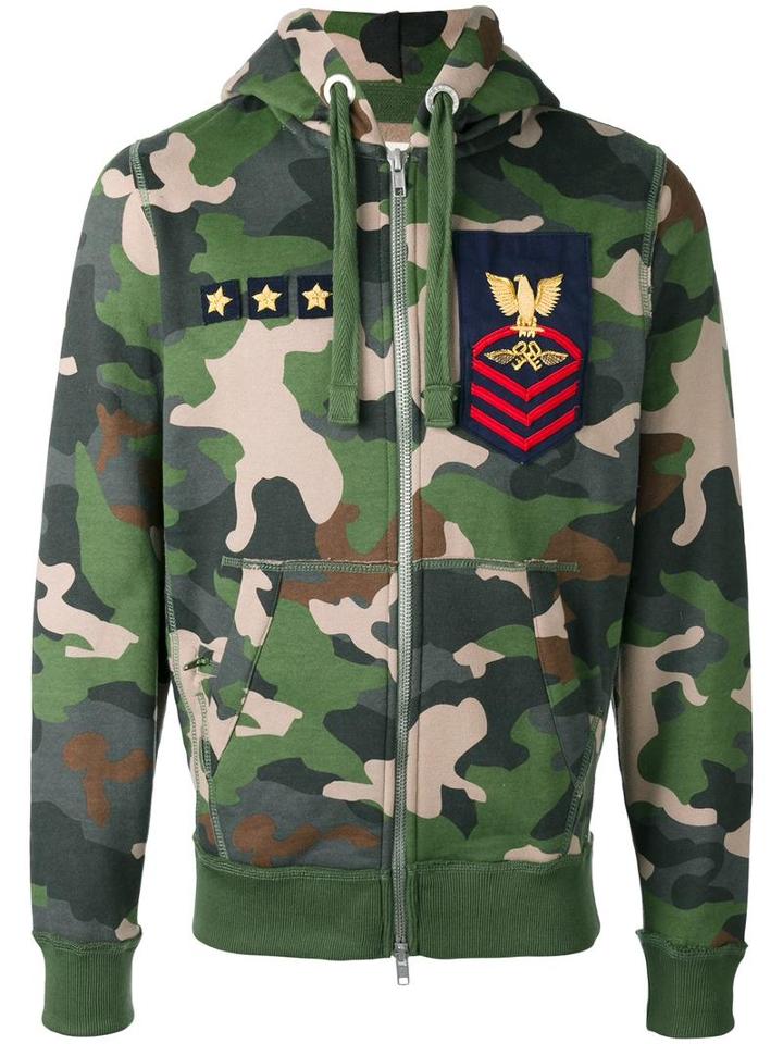History Repeats Camouflage Print Hoodie, Men's, Size: Medium, Green, Cotton/polyester