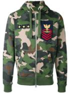 History Repeats Camouflage Print Hoodie, Men's, Size: Medium, Green, Cotton/polyester