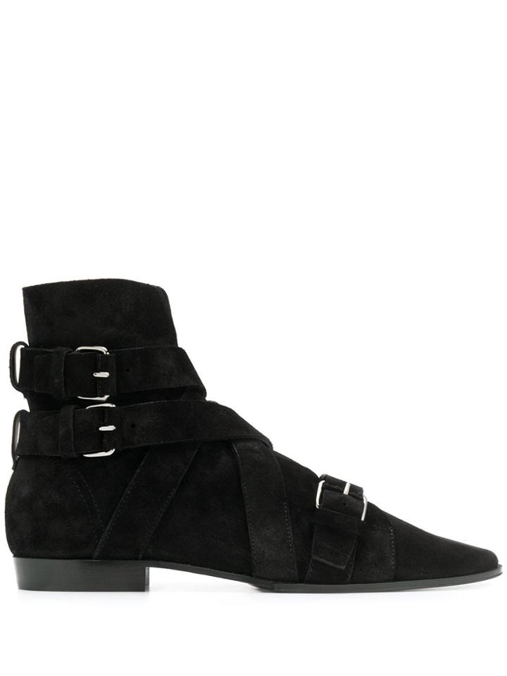 Balmain Jack Black Suede Ankle Boots